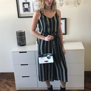 Black & cream striped romper